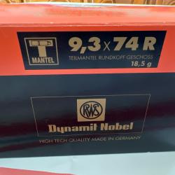 Vends deux boîtes de balle 9,3 X. 74 R.