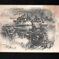 semi-chenillé germanique , troupes d'assaut, grenadiers-blindés 2 cartes illustrateur