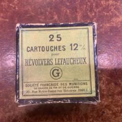 Boîte de 25 cartouches de collection calibre 12 mm à broche LEFAUCHEUX