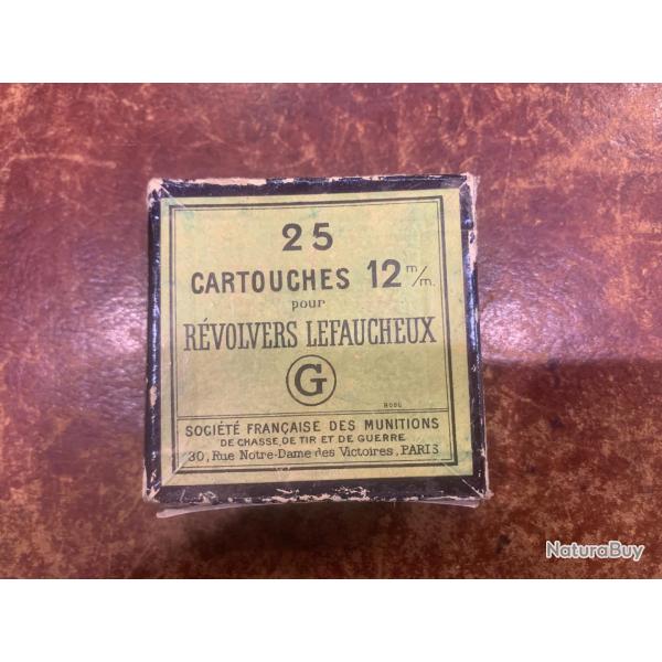 Bote de 25 cartouches de collection calibre 12 mm  broche LEFAUCHEUX