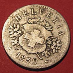 Suisse , piece de 20 rappen 1850 (billon) tb+