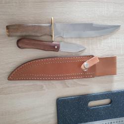 Dague de chasse avec étui et petit couteau leopard