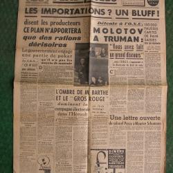 WW2/POST FRANCE JOURNAL FRANCAIS " PARIS PRESSE 25 OCTOBRE 1946 " &Eacute;POQUE APRES GUERRE