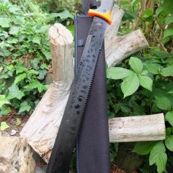 Couteau Big Machette Scie Survie Façon Bear Grylls Lame Acier 3Cr13 Etui Nylon Orange Outlast Alaska