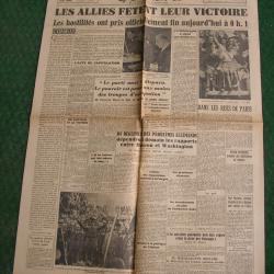WW2 FRANCE JOURNAL FRANCAIS " COMBAT 9 MAI 1945 " &Eacute;POQUE APRES GUERRE J+1 (39-45)