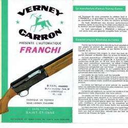 notice 7 pages fusil VERNEY CARRON ARC / FRANCHI (envoi par mail) - VENDU PAR JEPERCUTE (m2586)