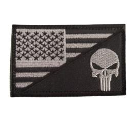 Patch/Ecusson - Punisher - Gris/USA - velcro - Livraison gratuite