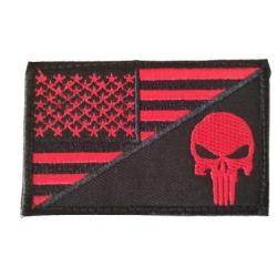 Patch/Ecusson - Punisher - Rouge/USA - velcro - Livraison gratuite