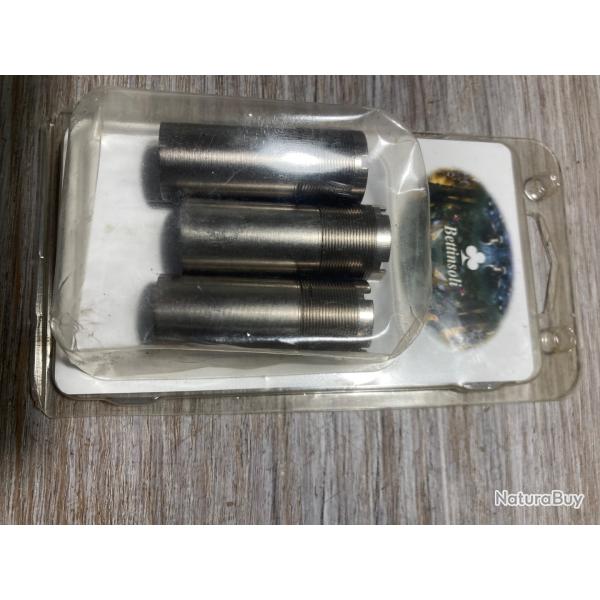 Chokes calibre 12 pour fusil Bettinsoli, 3 chokes : cylindrique, 1/4, et 3/4