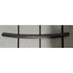 Wakizashi japonais noir d&eacute;coratif 74 cm - Lame acier l&eacute;g&egrave;rement aff&ucirc;t&eacute;e, calligraphie Bushido dor&eacute;e