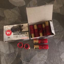 20cartouches winchester buckshot chevrotine cal12/70, 9 pellets 33g
