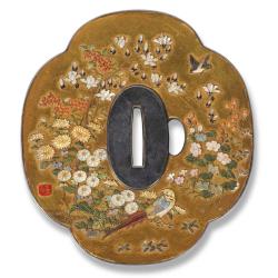 TSUBA SHIBAYAMA SIGNATURE DE YASUYOSHI ACTIF FIN XIXè - JAPON PERIODE MEIJI Collection Japon XIX eme