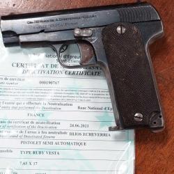 PISTOLET RUBY WW1 VESTA 1912 NEUTRALISATION UE - FRANCE PREMIERE GUERRE MONDIALE France 1ere GM Cate