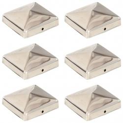 Bouchons de poteau de clôture pyramidaux 6 pcs Inox 71x71 mm