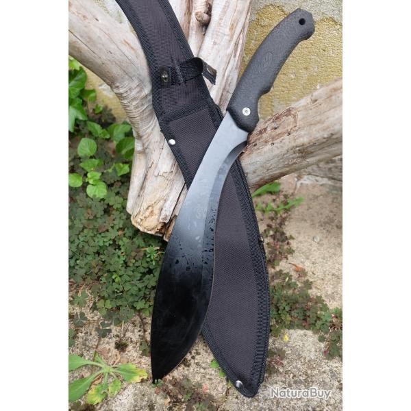 Machette Couteau Kukkri Parang Lame Acier 3Cr13 Manche ABS Gris Etui Nylon Tactical Survivalisme 00