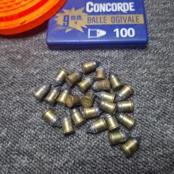Balle 9mm - OGIVALE - Sachet de 15 Munitions  - Concorde