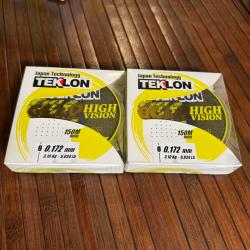 LOT DESTOCKAGE P&Ecirc;CHE 2 BOBINES Nylon Teklon Gold Advanced High Vision - 150M, 0,172 mm 3,1 KG