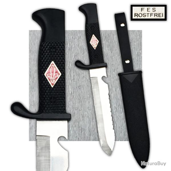 RARE DAGUE / POIGNARD SCOUT ALLEMAND TYPE H.J. DENTS DE SCIE POSTWW2 ORIGINAL