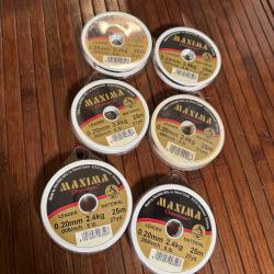 LOT DESTOCKAGE PÊCHE 6 BOBINES MAXIMA CHAMELEON 25 m - 0,20 mm - 2,4 kg