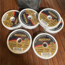 LOT DESTOCKAGE PÊCHE 5 BOBINES MAXIMA CHAMELEON 25 m - 0,17 mm - 2 kg