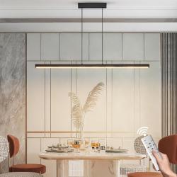 Suspension LED pour Salle à Manger, Luminaire Suspendu Linéaire Moderne Dimmable 3000K-6000K avec Té