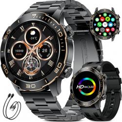 Montre Connectée Homme Militaire,1.43'' Grand Écran avec Appels/500mAh Longue Autonomie Batterie/Lam