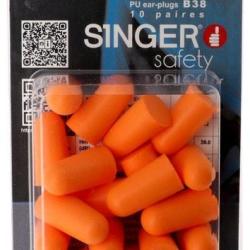 BOUCHONS D'OREILLE EN POLYUR&Eacute;THANE ORANGE - SNR 38 DB - BLISTER DE 10 PAIRES