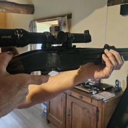 Carabine de chasse  REMINGTON  modèle 7600    calibre 280    housse sangle courroie et lunette HAWKE