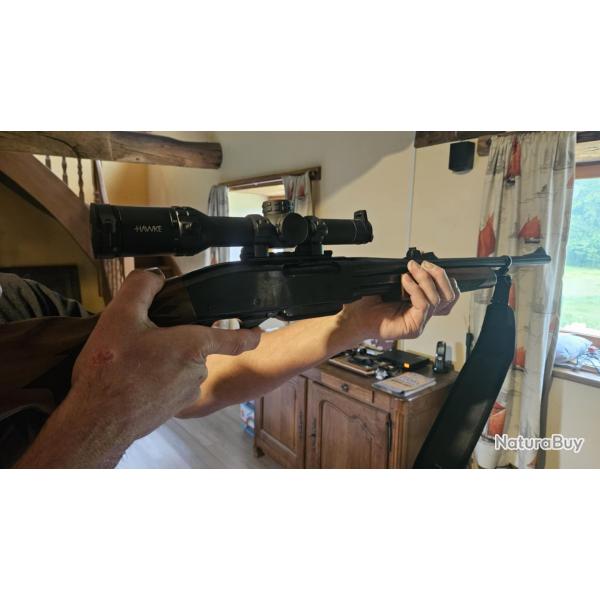 Carabine de chasse  REMINGTON  modle 7600    calibre 280    housse sangle courroie et lunette HAWKE