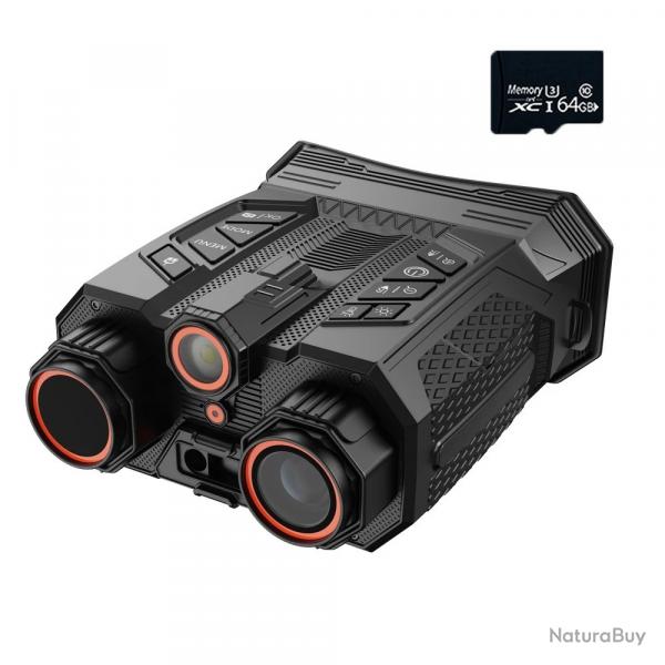 Jumelles de Vision Nocturne Infrarouge DV99 4K UHD 48MP Tlmtre Wi-Fi Boussole Digitale 64G Noir