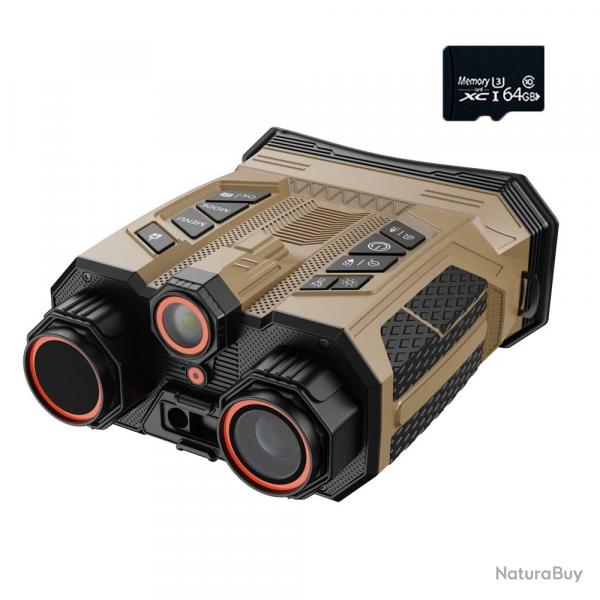 Jumelles de Vision Nocturne Infrarouge DV99 4K UHD 48MP Tlmtre Wi-Fi Boussole Digitale 64G Kaki