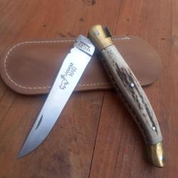 Joli Couteau LAGUIOLE MAKI Manche en Bois de Cerf avec Étui en cuir