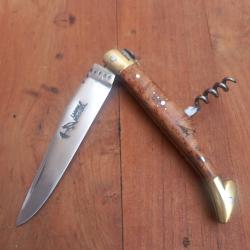 Joli Couteau Régional LAGUIOLE ROSSIGNOL 2 Piéces Manche en Loupe de GENÉVRIER, CADE ?