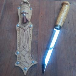 Grand Couteau PUUKKO FINLANDAIS J.MARTTIINI avec Fourreau en cuir Manche en Bois