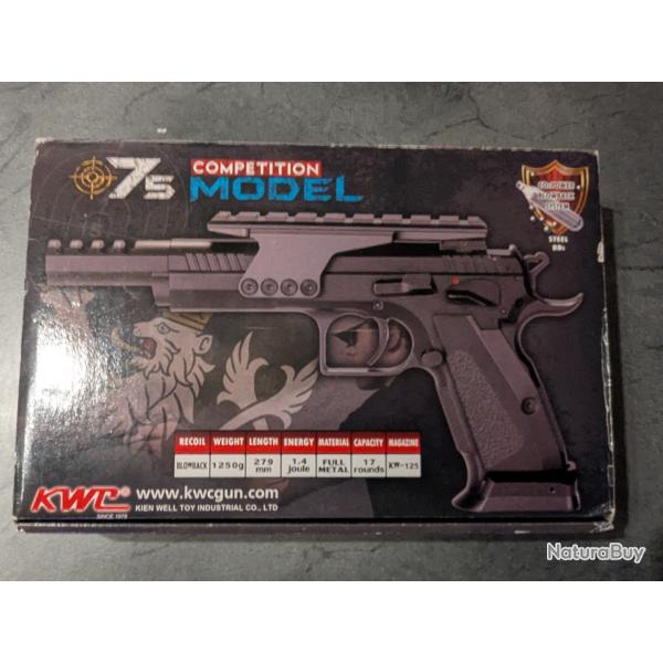 KWC CZ75 model comptition BLOW BACK chelle 1:1 BB'S 4.5 MM FULL MTAL