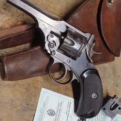 REVOLVER WELBLEY MARK MKIV 455 "J. BLANCH & SONS, 29 GRACECHURCH ST.,LONDON "4 POUCES  D'ORIGINE TBE