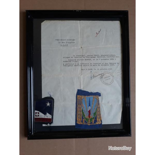 cadre ecusson brod groupement 8 resistance spirituelle WW 2 collection militaria histoire