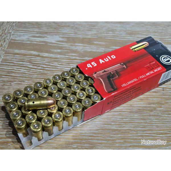 10 munition en 45 ACP neutralis de marque Geco avec boite et douille