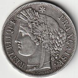 Pi&egrave;ce de Monnaie ARGENT France 5 francs C&eacute;r&egrave;s IIe R&eacute;publique 1849 A