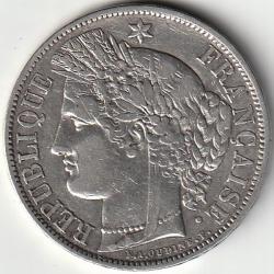 Pi&egrave;ce de Monnaie ARGENT France 5 francs C&eacute;r&egrave;s IIe R&eacute;publique 1850 A