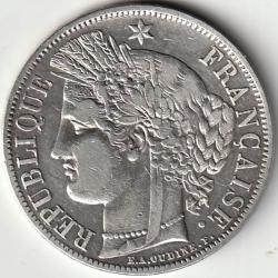 Pi&egrave;ce de Monnaie ARGENT France 5 francs C&eacute;r&egrave;s IIe R&eacute;publique 1851 A