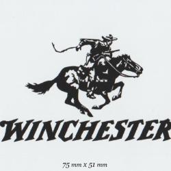 Autocollant :   Winchester  "rectangulaire inscription noir sur fond blanc "