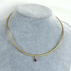 Magnifique collier or 18 carats - pendentif rubis - ras de cou - 41 cm