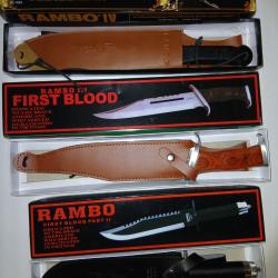 Lot couteaux Rambo 2, 3 et 4 neufs