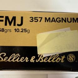 SELLIER BELLOT CAL 357 MAG FMJ 158GR 10.25G VENDU PAR 4 BOITES DE 50 BALLES FRAIS DE PORT OFFERT
