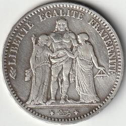 Monnaie ARGENT France 5 francs Hercule IIIe République 1876 Paris vendue au prix du Métal