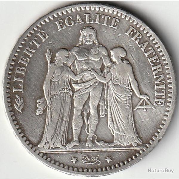 Monnaie ARGENT France 5 francs Hercule IIIe Rpublique 1876 Paris vendue au prix du Mtal