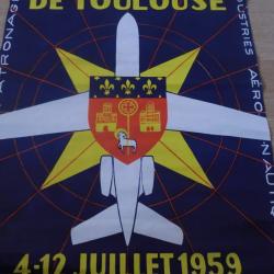 ancienne  affiche 11eme  salon de l ar&eacute;aunautique 4-12 juillet 1959