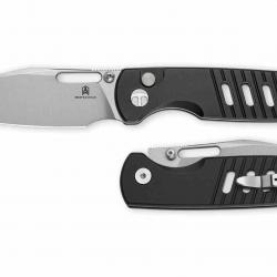 Couteau Bestechman Vector Black Lame Wharncliffe Acier D2 Manche Alu Bouton Lock BTKMK15A