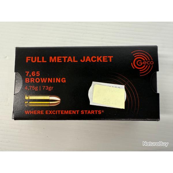 GECO CAL 7.65 BROWNING 4.75G/73GR BOITE DE 50 BALLES FRAIS DE PORT OFFERT